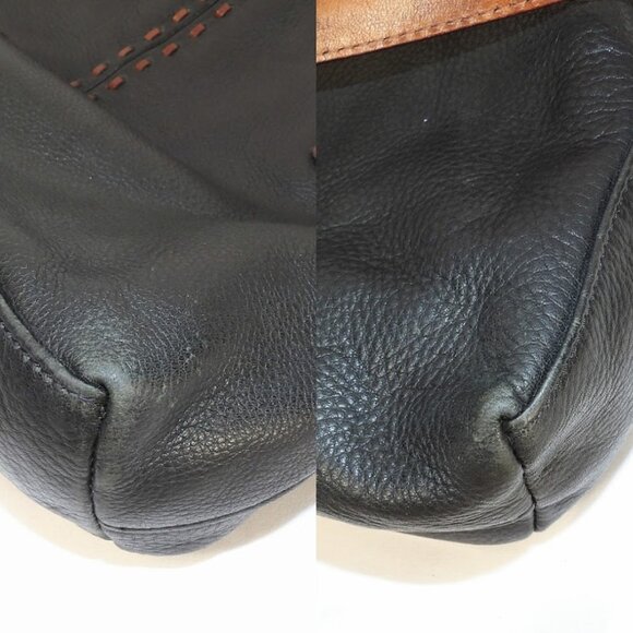 Fossil Black Pebble Leather Tote/Shoulder Bag with Brown Leather straps - Picture 9 of 10